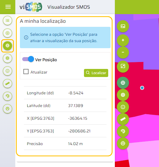 Menu de Ferramentas - A minha localização