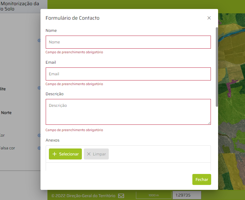 Menu Inferior - Formulário de contacto